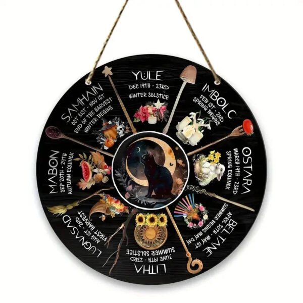 Magical Witchcraft Tree Wheel of the year Wooden Door Sign