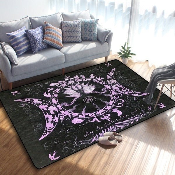 Triple Moon And Pentagram Altar Or Tarot Witchy Gothic Rug Floor Mat, Area Rug Large, Carpets For Living Room Bed Room, Bath Rug - Rug