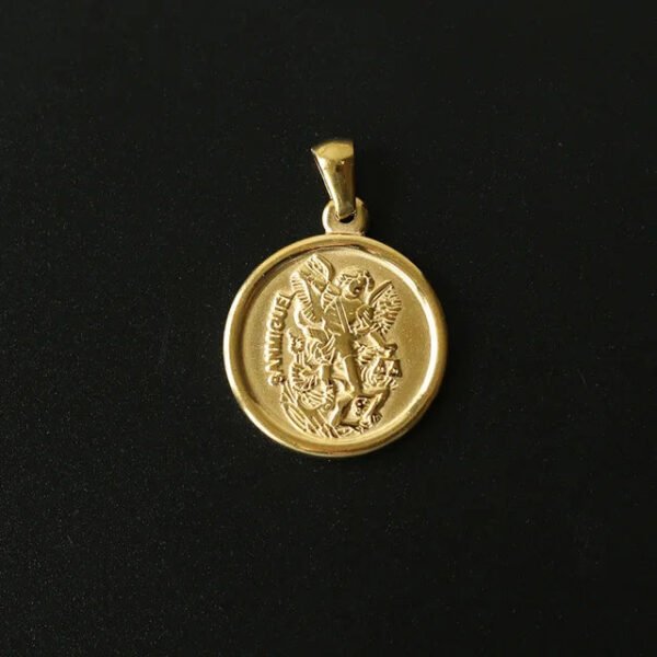 18K Gold Portrait Coin Cross Peach Heart Angel Charms Vintage Pendant b