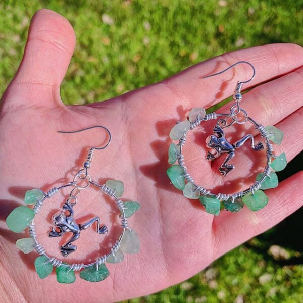 Fairy Raindrop Leaf Hoop Earrings | Fairycore | Goblincore | Cottagrecore Boho | Hippie Fairycore Brincos Feminino - Dangle Earrings