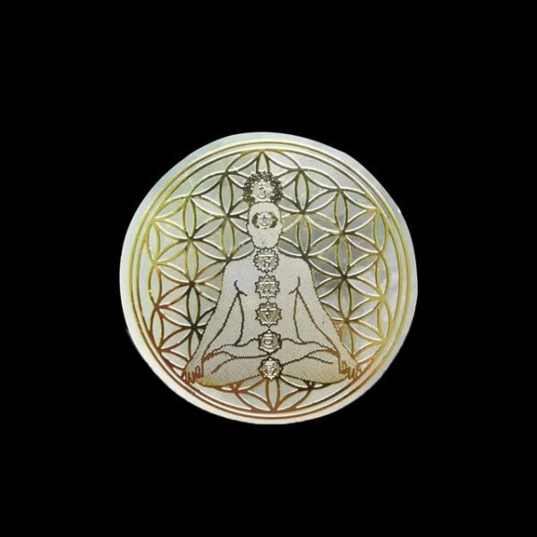 6CM Natural Crystal Selenite Slice Slab White Gypsum Chakra Flower of Life Charging Plate Yoga Meditation buy one and get one free