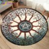 Embrace Norse Elegance: Tree of Life Rune Pattern Round Rug - Enhance Your Living Space with Vibrant Rainbow Print - Perfect for Viking Home Decor & Cozy Floors