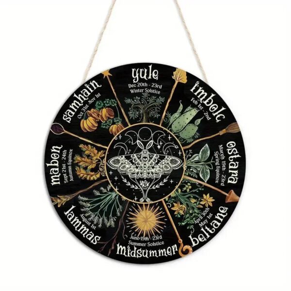 Magical Witchcraft Tree Wheel of the year Wooden Door Sign