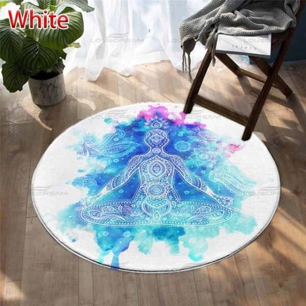 Seven Chakra Large-area Decorative Carpet Round Flower Of Life Flannel Carpet Modern Home Living Room Floor Mats Bedroom Rug - Rug