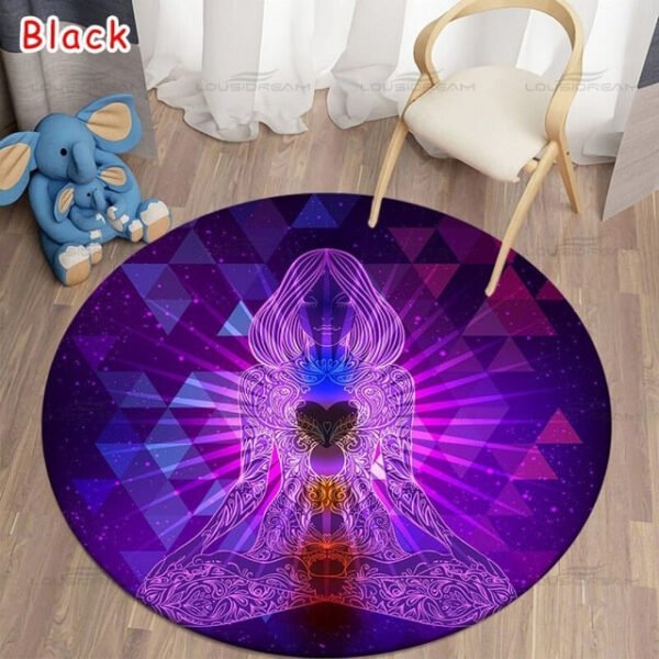 Round Meditation Chakra Pattern Carpet Yoga Practice Area Rug Indoor Home Decoration Floor Mat - Rug