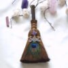 Crystal feather broom three-phase moon quartz pendant amethyst witch altar decoration festival decor magic gift