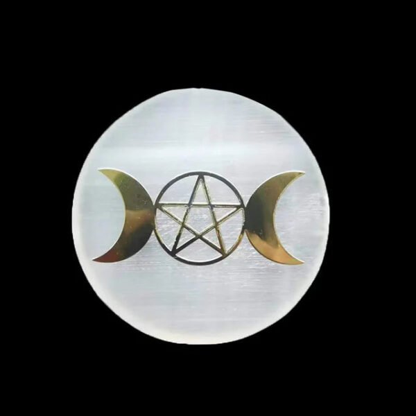 6CM Natural Crystal Selenite Slice Slab White Gypsum Chakra Flower of Life Charging Plate Yoga Meditation buy one and get one free