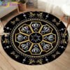 Embrace Norse Elegance: Tree of Life Rune Pattern Round Rug - Enhance Your Living Space with Vibrant Rainbow Print - Perfect for Viking Home Decor & Cozy Floors