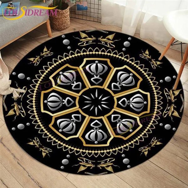 Embrace Norse Elegance: Tree of Life Rune Pattern Round Rug - Enhance Your Living Space with Vibrant Rainbow Print - Perfect for Viking Home Decor & Cozy Floors