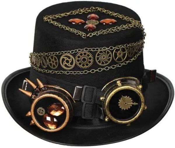 Steampunk Men Hat With Goggles Gay Top Hat Steampunk Bowler Top Hat Vintage Halloween Top Hat Gothic Carnival Nightclub