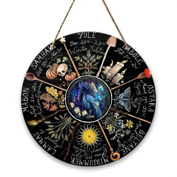 Magical Witchcraft Tree Wheel of the year Wooden Door Sign
