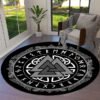 Transform Your Space with the Power of Norse Mythology: Tree of Life Valknut Round Rug