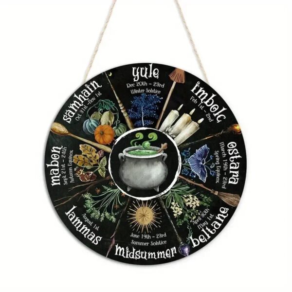 Magical Witchcraft Tree Wheel of the year Wooden Door Sign