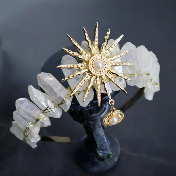 Crystal Hair Accessories – Raw Crystal Crown Sun Goddess Tiara