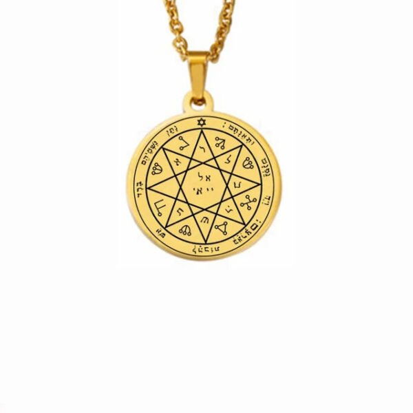 Silver Color 44 Solomon Pentacles Seal of Jupiter Mars Mercury Moon Saturn Sun Venus Talisman Pendant Stainless Steel Necklace