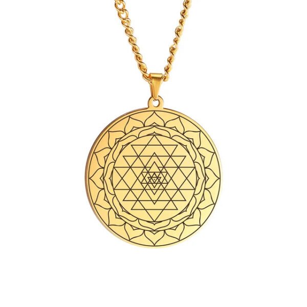 Sri Yantra Mandala Sacred Geometry Pendant Necklace Chakra Energy Necklace Meditation Spiritual Jewelry Stainless Steel