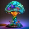 Retro Stained Glass Plant Series Table Lamps Colorful Bedroom Bedside Flower Mushroom Creative Table Night Lamp Atmosphere Light