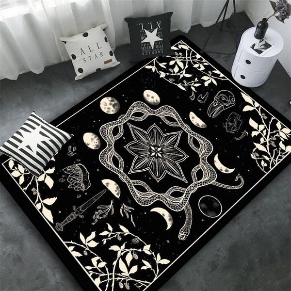 Triple Moon And Pentagram Altar Or Tarot Witchy Gothic Rug Floor Mat, Area Rug Large, Carpets For Living Room Bed Room, Bath Rug - Rug