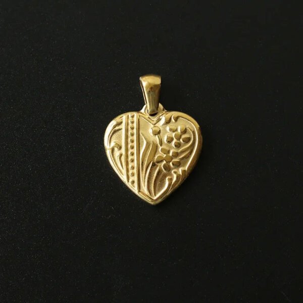 18K Gold Portrait Coin Cross Peach Heart Angel Charms Vintage Pendant b