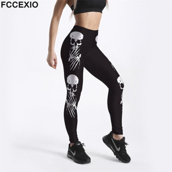Fccexio Fashion Skull New Design Punk Women Legging Gothic Style Lion Retro Vintage Steampunk Leggins Ankle Pants Cosplay Leggin - Leggings