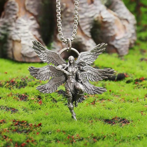 Retro Gothic Mystical Angel Wings Pendant Necklace