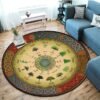 Celtic Viking Round Rug Floor Mat Tree of Life Round Carpet Yggdrasil Floor Mat Anti Slip Chair Mat for Children Kids Playmat| |
