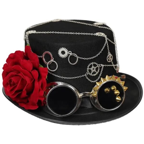 Steampunk Men Hat With Goggles Gay Top Hat Steampunk Bowler Top Hat Vintage Halloween Top Hat Gothic Carnival Nightclub