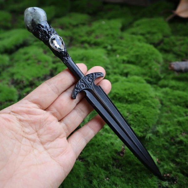 Crystal Metal Sword 90-95g Witch Altar hair Accessories Wizard stick Energy Pagan Cosplay Elf Gothic Dark Magic Wand Witch Gift