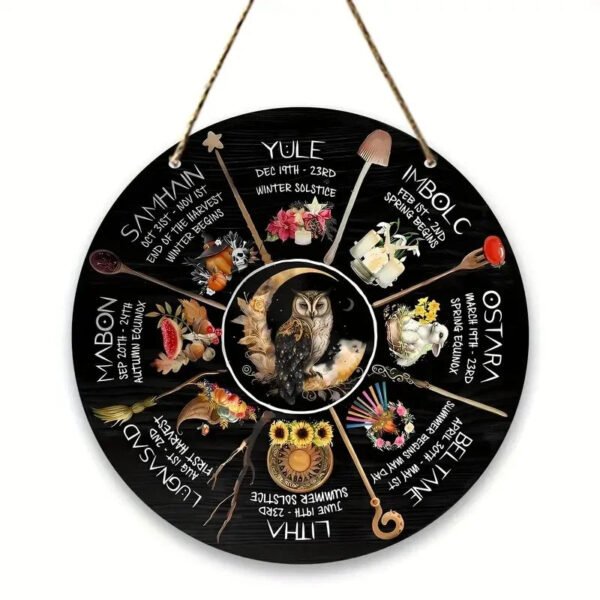 Magical Witchcraft Tree Wheel of the year Wooden Door Sign