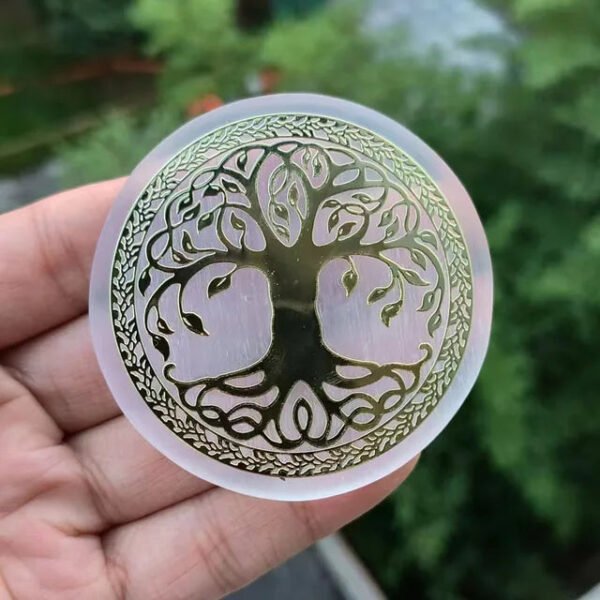 6CM Natural Crystal Selenite Slice Slab White Gypsum Chakra Flower of Life Charging Plate Yoga Meditation buy one and get one free