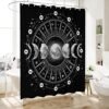 Shower Curtain - Print Polyester Fabric Waterproof Shower Curtain by iLiveX, Machine Washable, Hooks Included, Bathroom Decoration, 72"x72", Black White Sun Moon Stars Mysterious Wizard Tarot