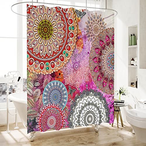 Shower Curtain - Print Polyester Fabric Waterproof Shower Curtain by iLiveX, Machine Washable, Hooks Included, Bathroom Decoration, 72"x72", Black White Sun Moon Stars Mysterious Wizard Tarot