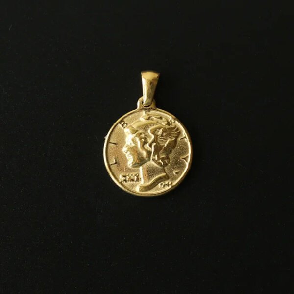 18K Gold Portrait Coin Cross Peach Heart Angel Charms Vintage Pendant b