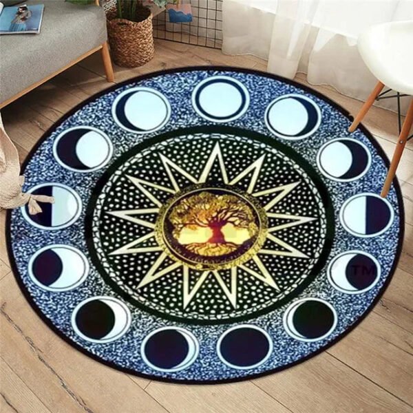 Embrace Norse Elegance: Tree of Life Rune Pattern Round Rug - Enhance Your Living Space with Vibrant Rainbow Print - Perfect for Viking Home Decor & Cozy Floors
