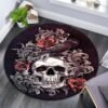 Carpet Anti Slip Bedside Rug Living Room Floral Skull Round Carpet Sofa Bedroom Area| |