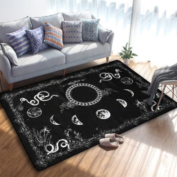 Triple Moon And Pentagram Altar Or Tarot Witchy Gothic Rug Floor Mat, Area Rug Large, Carpets For Living Room Bed Room, Bath Rug - Rug