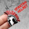 Vintage Spartan Helmet Necklace Stainless Steel Pendant Punk Rock Men Chain Hip Hop for Rider Boyfriend Biker Jewelry Best Gift