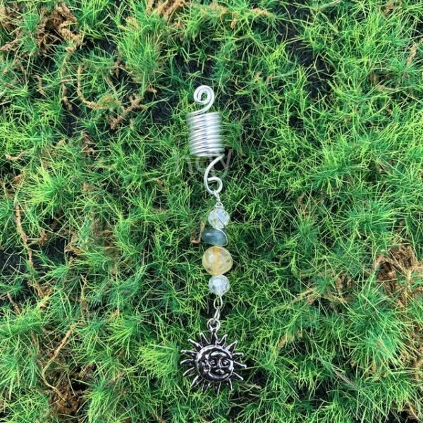 Viking Spiral Hair Braid Moon Star Sun Crystal Hair Beads Natural Jewelry Hair Accessories Gift