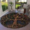 Transform Your Space with the Power of Norse Mythology: Tree of Life Valknut Round Rug