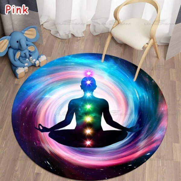 Round Meditation Chakra Pattern Carpet Yoga Practice Area Rug Indoor Home Decoration Floor Mat - Rug