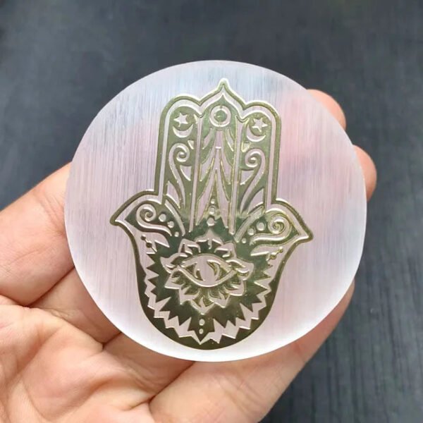 6CM Natural Crystal Selenite Slice Slab White Gypsum Chakra Flower of Life Charging Plate Yoga Meditation buy one and get one free