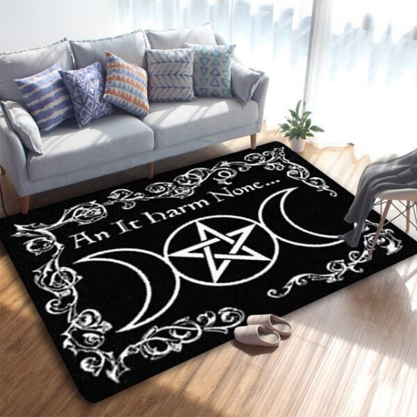 Triple Moon And Pentagram Altar Or Tarot Witchy Gothic Rug Floor Mat, Area Rug Large, Carpets For Living Room Bed Room, Bath Rug - Rug