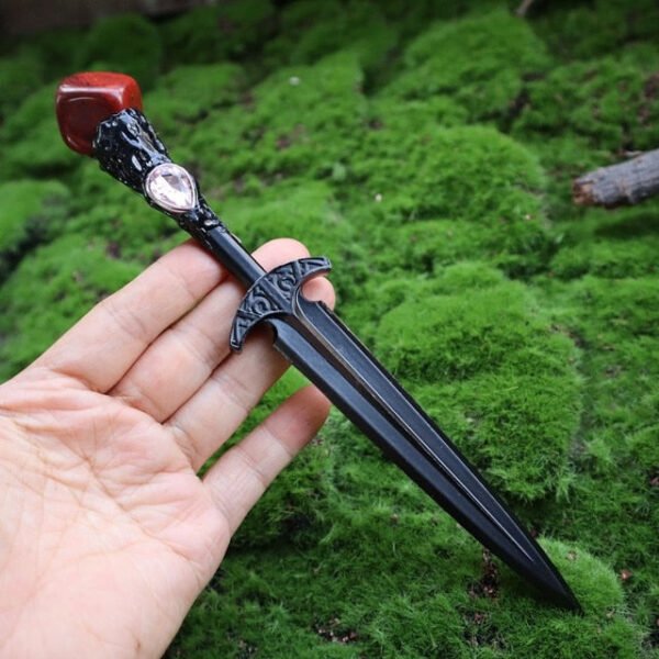 Crystal Metal Sword 90-95g Witch Altar hair Accessories Wizard stick Energy Pagan Cosplay Elf Gothic Dark Magic Wand Witch Gift