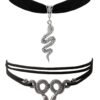 Sacina Gothic Snake Choker Necklace, Zinc Alloy Snake Pendant, Goth Choker, Goth Necklace, Goth Jewelry Gift for Women, Christmas Gift for Women