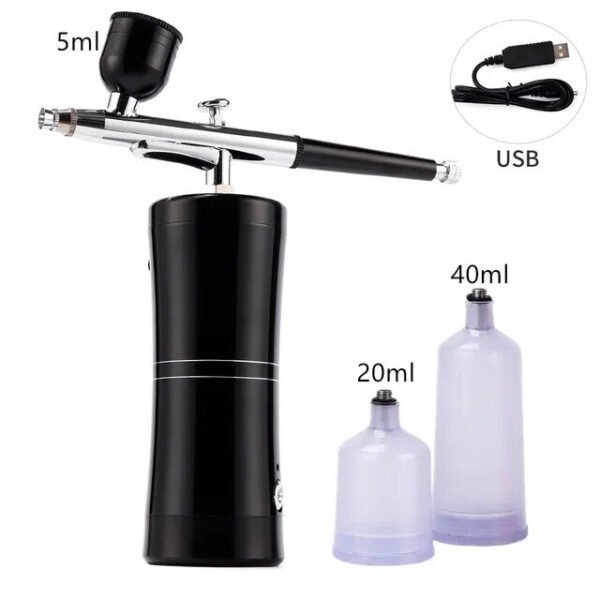 Pink Mini Air Compressor Kit Air-Brush Paint Spray Gun Airbrush For Nail Art Tattoo Craft Cake Nano Fog Mist Sprayer