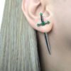 Gothic Kinitial Sword Earrings Vintage Cool Punk Crystal Ear Jacket Goth Dagger Earrings Jewelry Gift For Women - Stud Earrings