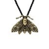 SanLan Death Head Moth Pendant Necklace Wicca Jewelry Goth Moth and The Moon