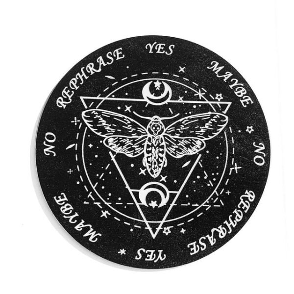 15cm Wood Black Round Witchcraft Altar Butterfly Board Meditation Cube Moon Phase Pendulum Game Magical Divination Planchette - Charms