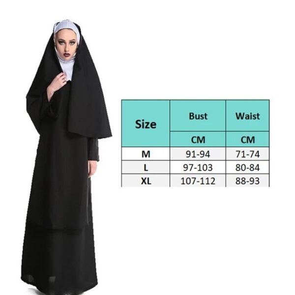 Nun Sister Habit Costume Father Priest Bishop Costume Christian Pastor Cosplay Halloween Carnival Religious Fancy Party Dress Up