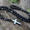 Hematite Necklace Mens Beaded Necklace for Him Black Lava Stone Necklace Jewelry Gift For Boyfriend Black Necklace